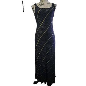 Benjamin A. 1990's Vtg Small‎ Gold Slant Formal Comfy Sexy Slip Maxi Dress